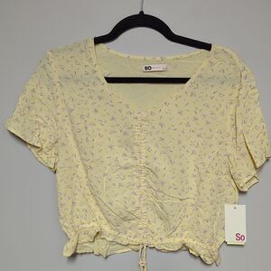 SO Yellow Floral Cropped Blouse NWT